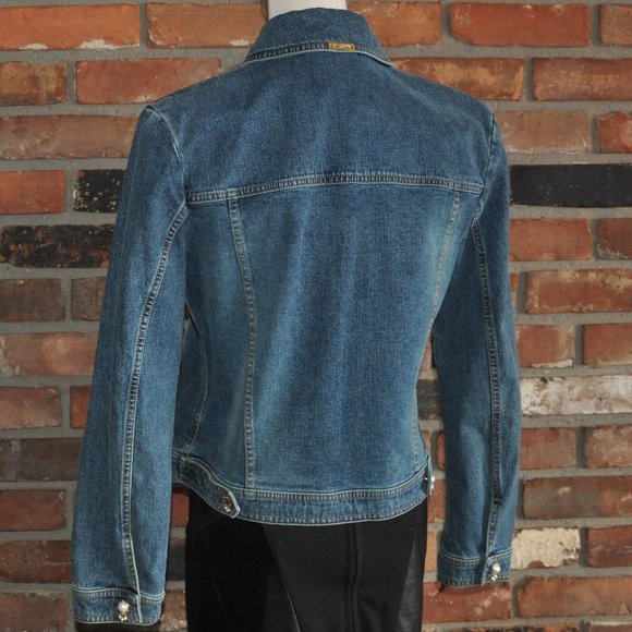 ST.JOHN SPORT by Marie Gray Denim Jean Jacket Pearl & GOLD Snap Buttons Sz- P - Picture 3 of 7